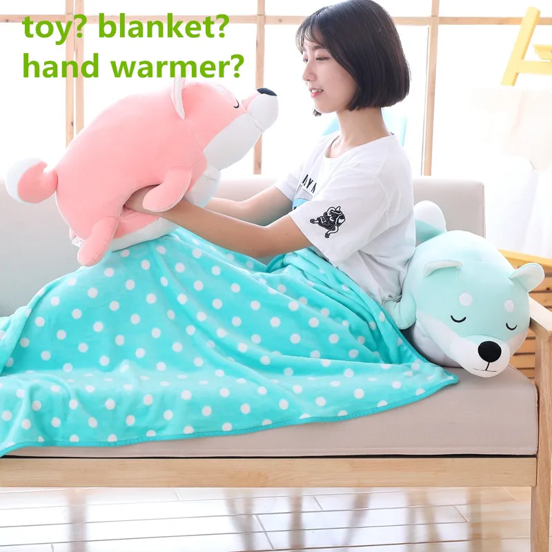 1 шт. 58 см Kawaii плюшевая собака породы Акита игрушка чучело кукла для детей мягкая подушка с одеялом милый ручной подогреватель прекрасный подарок
