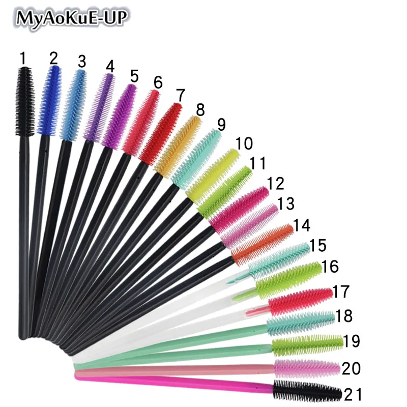 

Cosmetic 250pcs Eyelashes Brushes Mascara Wands Silicone Eyebrow brush Eyelash Extension Wand Applicator Make Up Brush Tool