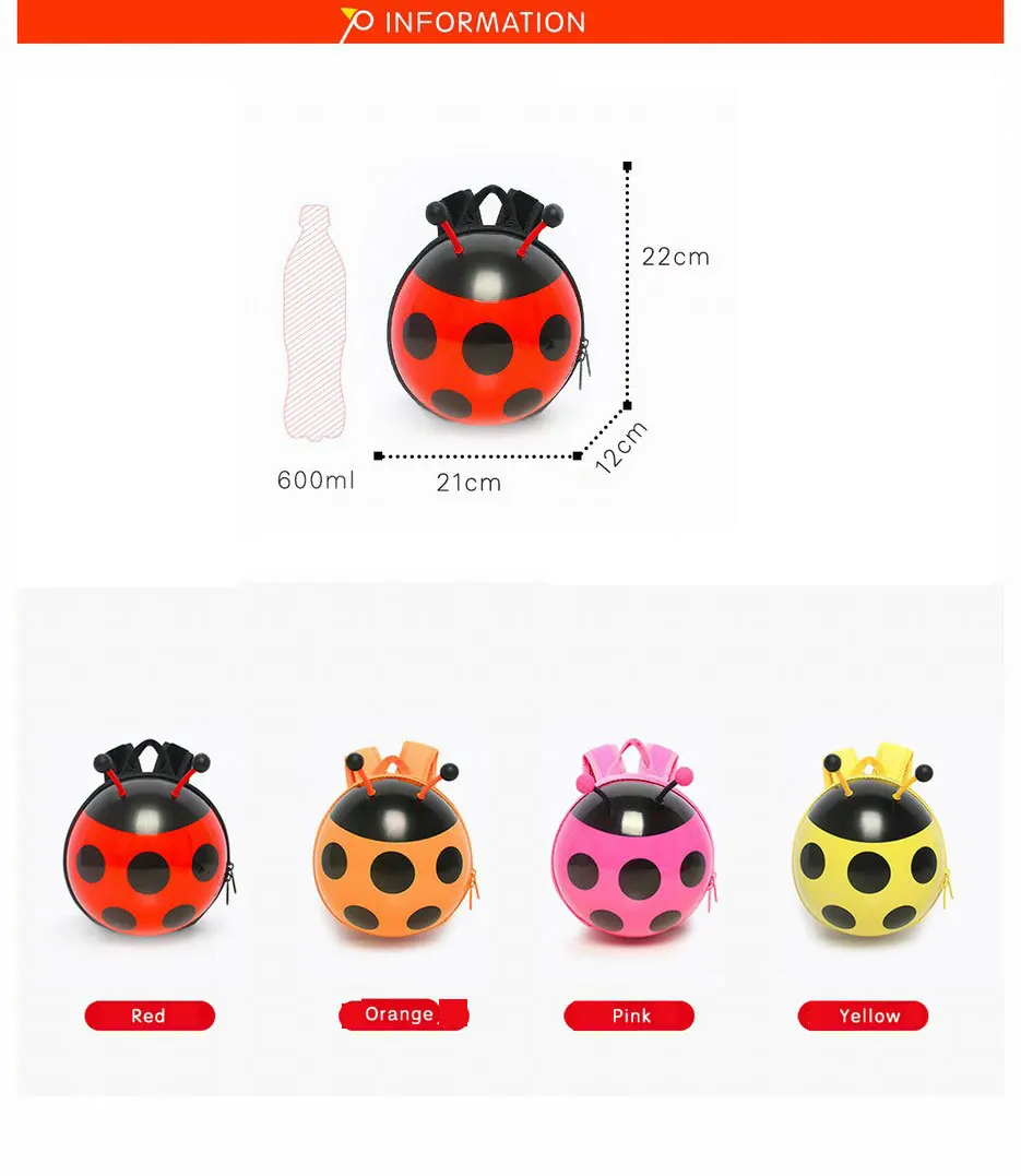 Kids Backpacks Mini Ladybug 3D Cartoon Printed School Bag Boy Girl Bag Kids Baby Bags for Kindergarten Cool Children Present