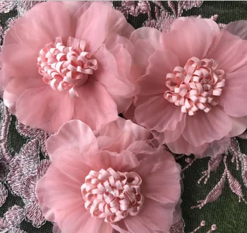 

3D Floral With Rhinestone Applique Bridal Gown Lace Embroidery Patches DIY Lace Collar Neckline Decorate Sewing Craft Supplies