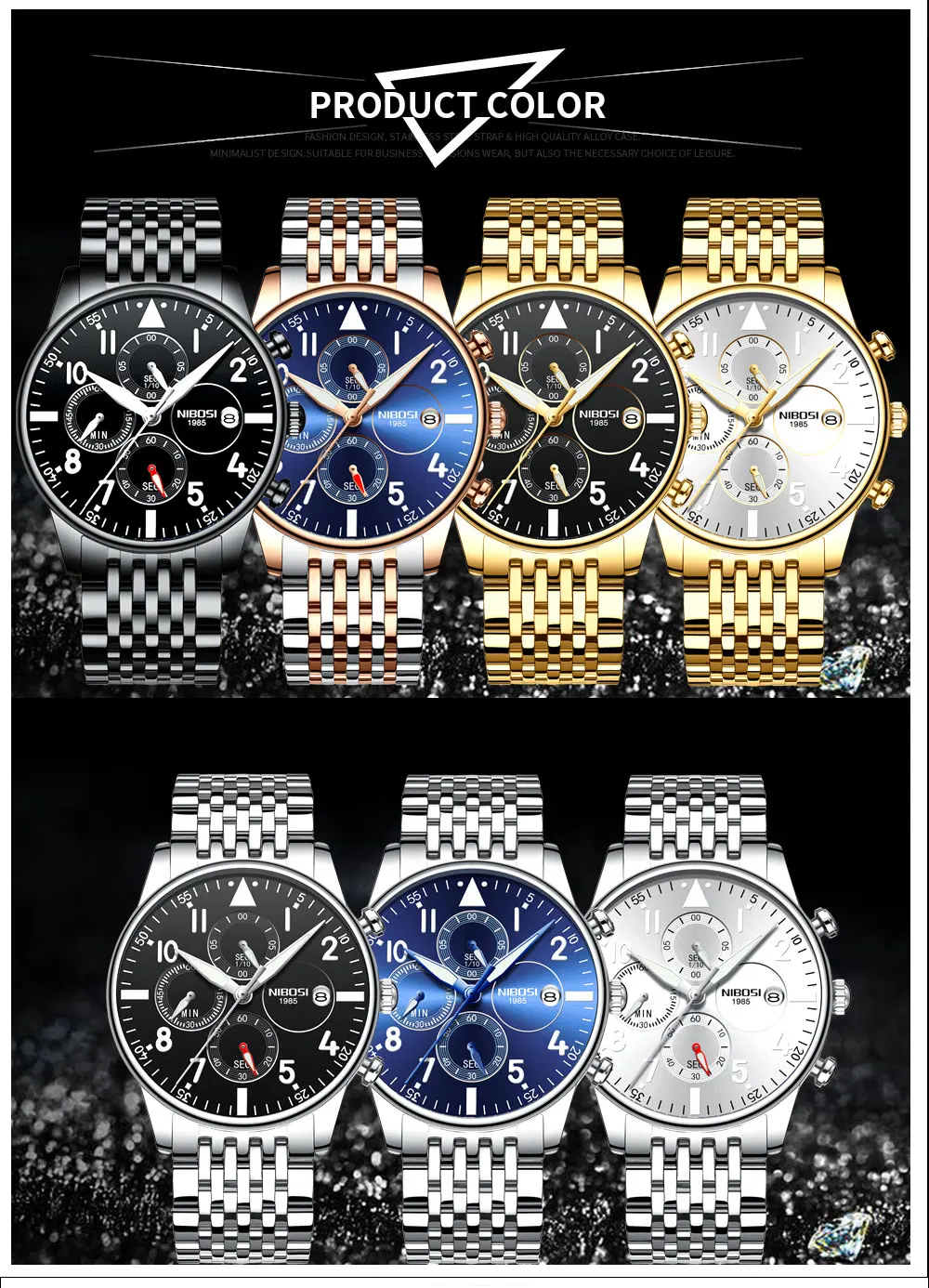 NIBOSI золотые мужские часы Топ бренд класса люкс спортивные часы для мужчин водонепроницаемые кварцевые наручные часы полностью из стали Relogios Masculinos