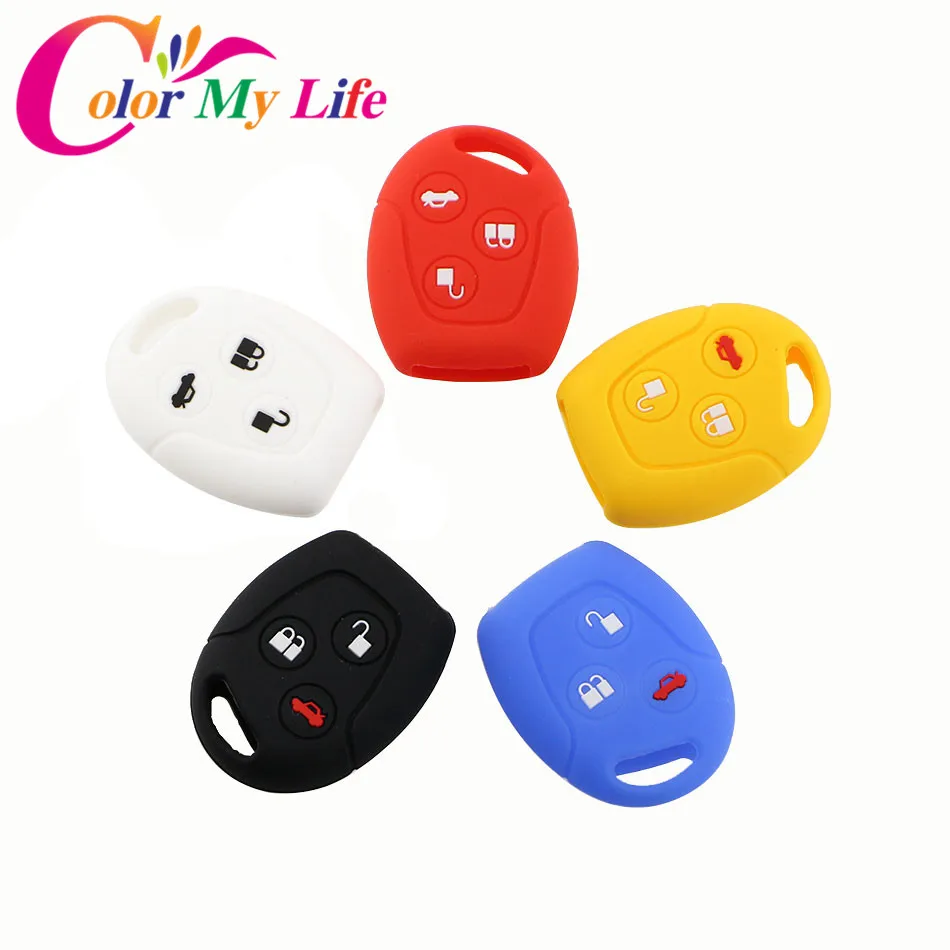 Color My Life 3 Buttons Silicone Car Fob Key Case Cover For Ford Focus