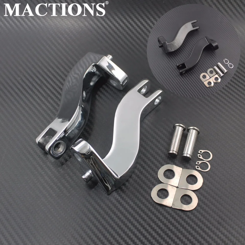 Motorcycle Black/Chrome Rear Passenger Footpeg Foot rest Mounting Kits