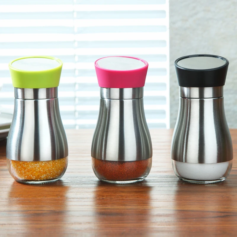 Stainless steel pepper spice bottles glass bottle barbecue seasoning