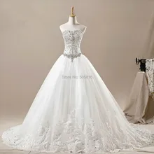 Tulle Jewelry Corset Sweetheart Neckline Cathedral / Royal Train Wedding Gown Custom Made SEM-102