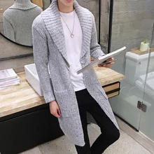 2016 neue winter freizeit mode lange strickjacke kragen pullover schlanke junger mann