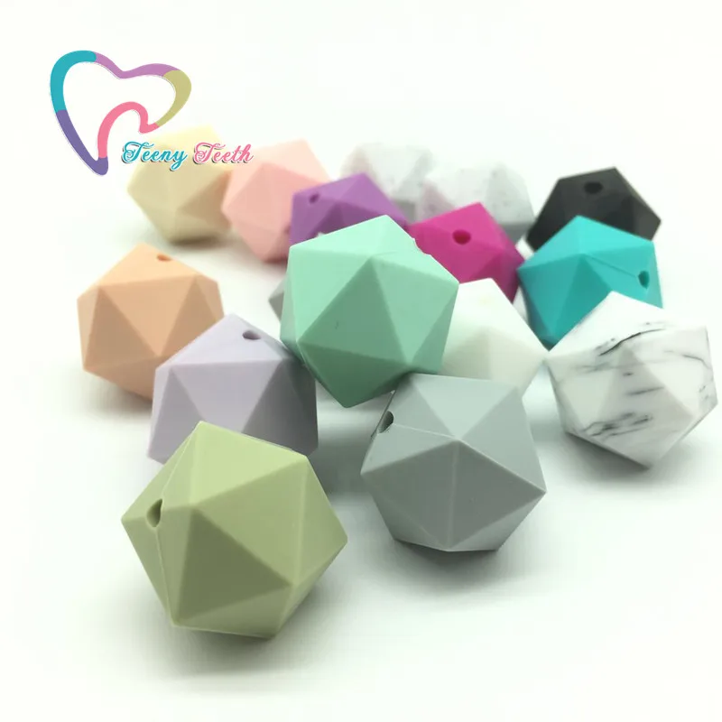 

Teeny Teeth 30 PCS Icosahedron Silicone Beads Loose Beads Silicone Necklace Teething Chew beads Food Grade For DIY Baby Jewelry