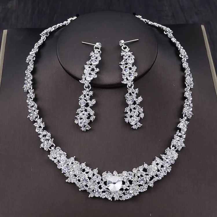 Серьги-гвоздики со стразами joia de cristal Acessorios Do Casamento Colar brincos conjunto de joias mulheres bijoux - Окраска металла: Fig