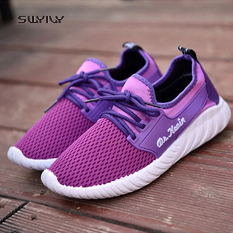 SWYIVY Women Running Shoes Super Light Slip-on Female Sneakers 2018 New Breathable Thread Sport Shoes Women Jogging Shoes