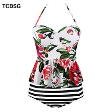 TCBSG купальник размера плюс танкини купальник на бретельках сексуальный женский купальник из кусков с принтом женские купальники с эффектом пуш-ап 5XL