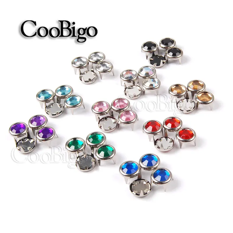 

100pcs/pack 8mm Clawed Rhinestone Round Plane Studs DIY Rivet Nailheads Spike Garment Bags