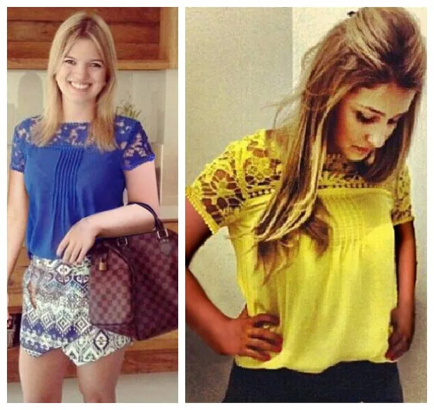 блузка 2014 новых весной blusa ёенщин осенью летняя мода рубашка круёева цветок