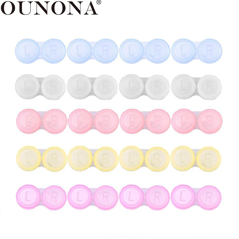 OUNONA 20 قطعة حافظة عدسات لاصقة حامل الآبار العميقة الوجه العلوي التخزين حاوية علب للمنزل و السفر (ألوان متنوعة)