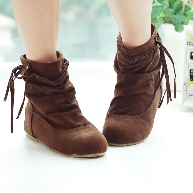 ANMAIRON/Size34-43; новые женские зимние сапоги на плоской подошве с круглым носком; модные зимние сапоги До Колена Для Женщин; Повседневная обувь; красивые сапоги на платформе - Цвет: brown