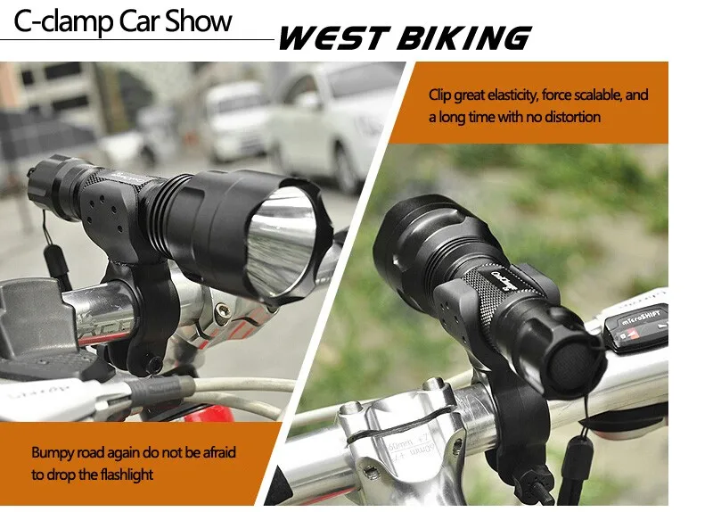 Sale Westing Biking 360 Degree  Bike Torch Holder Bicycle Front Bracket Cycling Holder Flashlamp Handlebar Clamp Cycling Light Holder 25