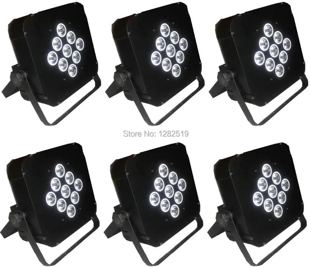 

Faster Free shipping:6pcs 9X10W 4in1 RGBA DMX flat par led Disc lighting
