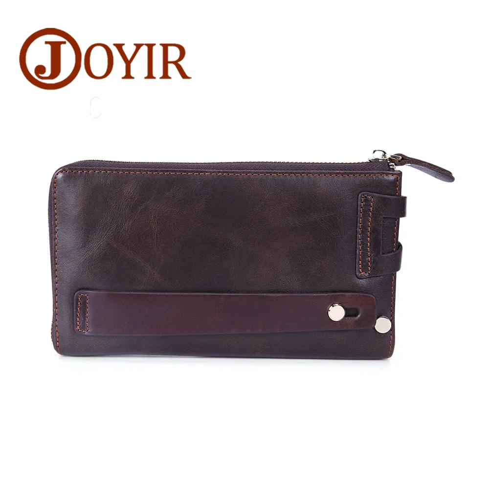 

JOYIR Men Clutch Bag Vintage Zipper Men Wallets Genuine Leather Wallets Coin Purse Money Wallet Men Purse Card Holder