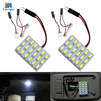 

YM E-Bright 2PCS LED Panel Light 5730 18 SMD 18 LEDs 12V DC With T10 Festoon Adapters Reading Light Panel Lights White