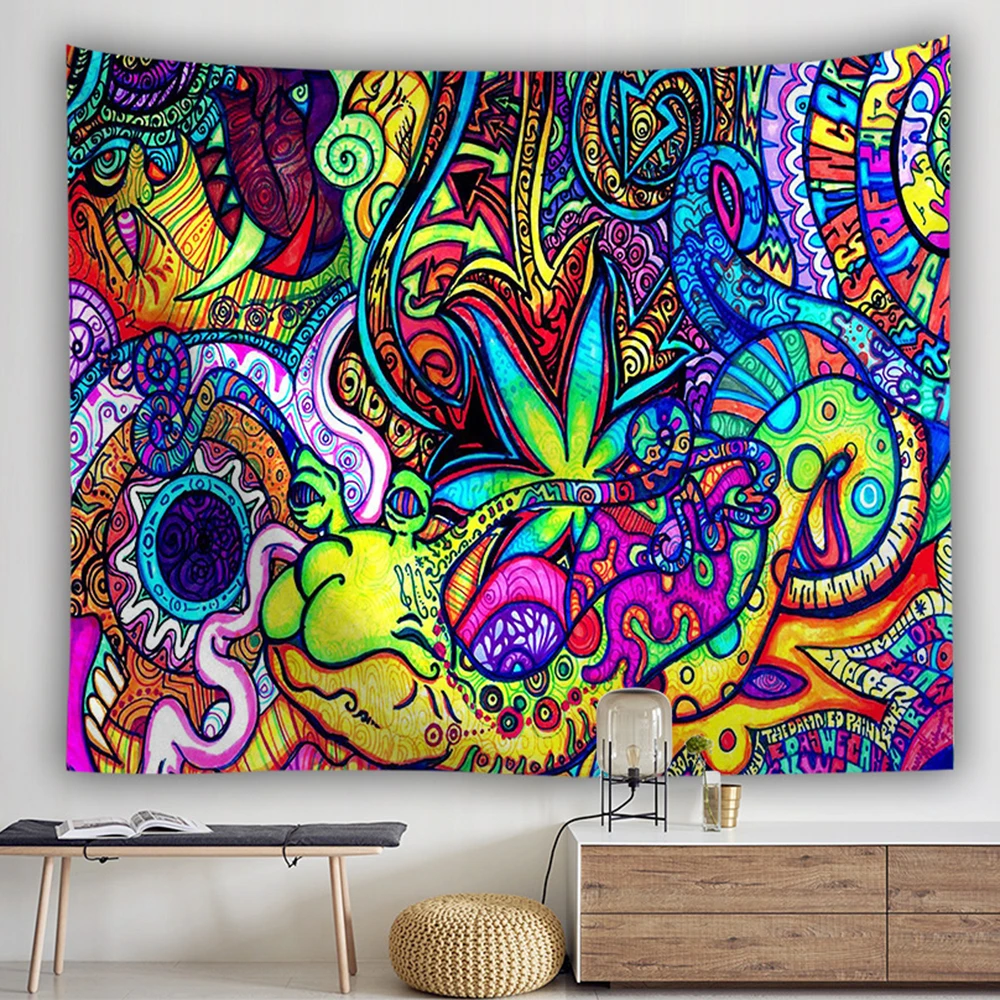 bohemian wall tapestry hanging huge mushroom house fairyland psychedelic tapestriws home decor