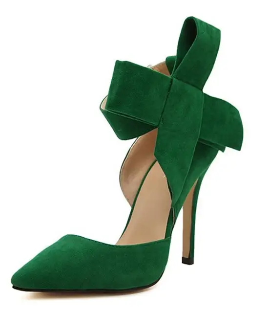 New Spring Summer Fashion Sexy Big Bow Pointed Toe High Heels Sandals Shoes Woman Ladies Wedding Party Pumps Dress Shoe