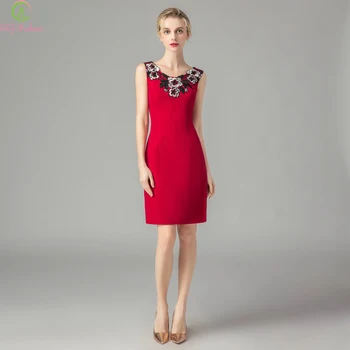 

SSYFashion New Mother of The Bride Dresses Banquet Elegant Burgundy Simple Short Knee-length Sleeveless Short Evening Party Gown