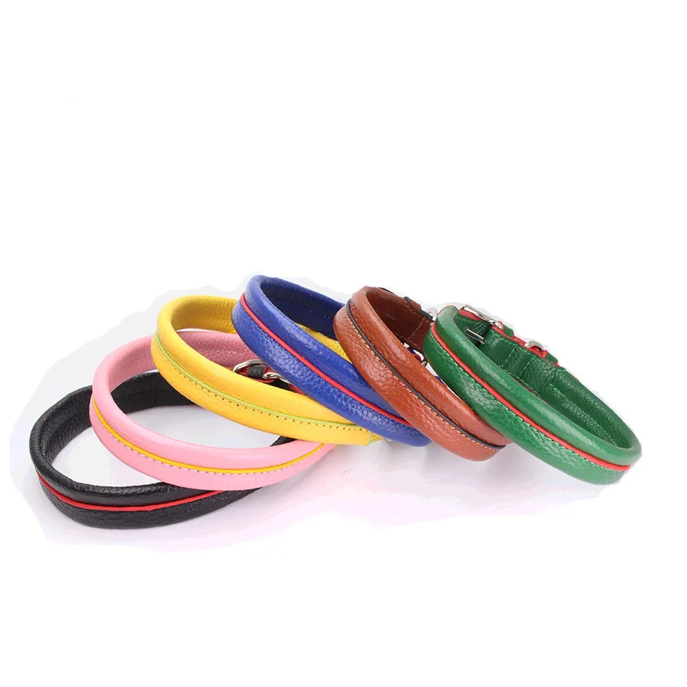 Adjustable Simple Dog Collar With Pure PU Leather Embossed Pure Head