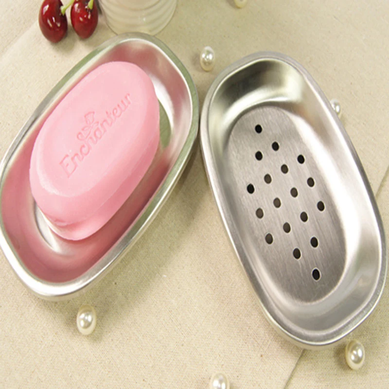 Bathroom Soap Box Oval Shape Stainless Steel Soap Dishes Holder
