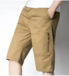 Лето 2018 Мужская эластичная талия-стирка хлопок повседневные шорты мужские прямые мешковатые чистый цвет mid-trousers GZ-96