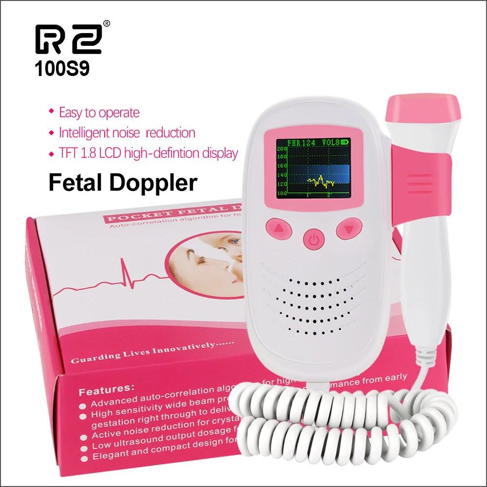 RZ Fetal Doppler Ultrasound Sound Baby Heartbeat Detector Monitor LED Digital Prenatal Pocket Fetal Doppler Stethoscope