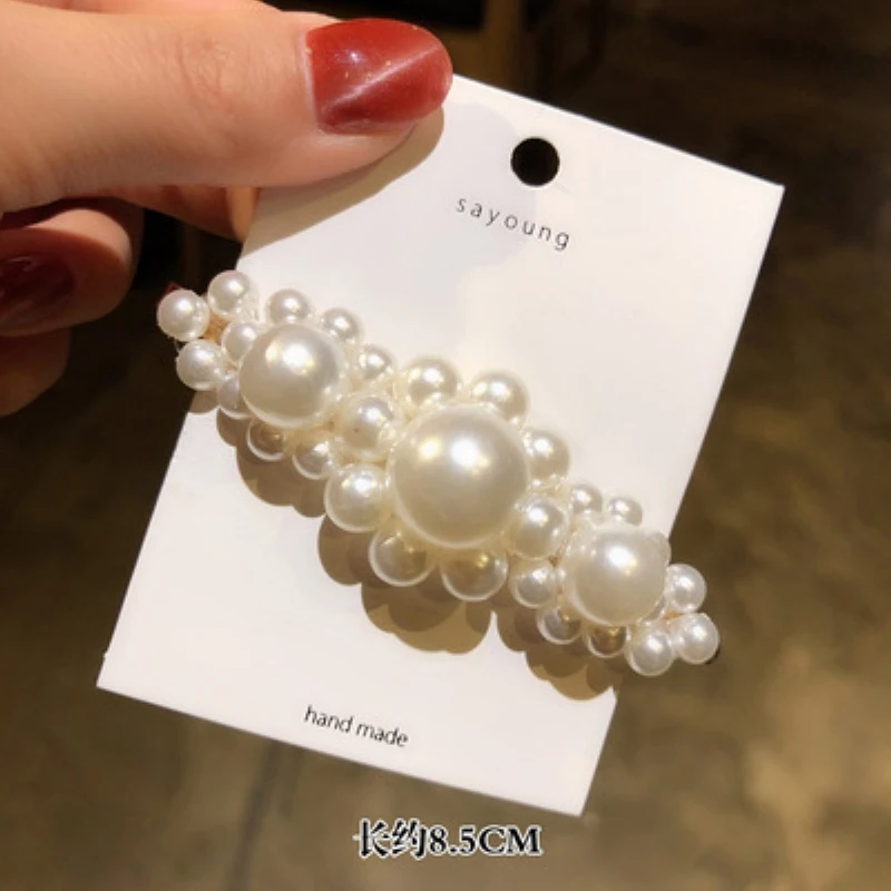 

Fashion Pearl Hair Clip for Women Elegant Korean Design Snap Barrette Stick Hairpin Hair Styling Accessories