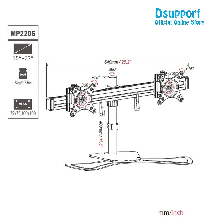 15 "-24" полный движения вращающейся Dual Экран светодиодный ЖК-дисплей монитор держатель Настольный стенд Монтажный Кронштейн Arm