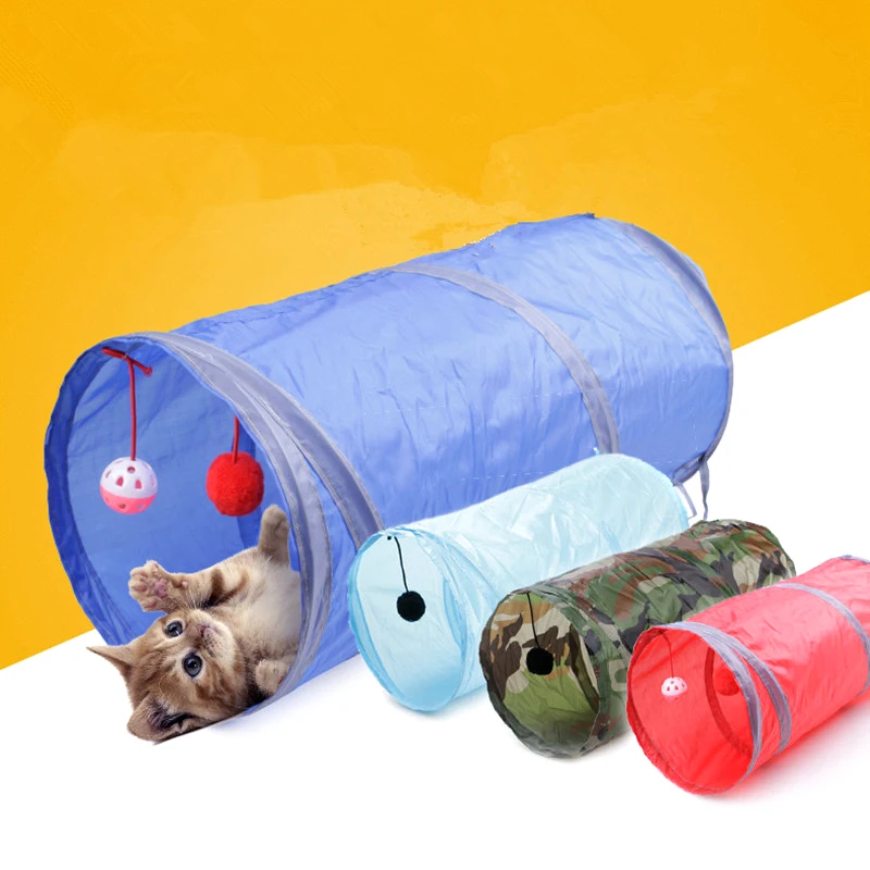 4 Colors MIni Lovely Cat Ring Paper Two way Tunnels Pet Training Supplies Foldable Kitten Tunnel Toy with Ball Tease Toy|toys toys|toys toys toystoys