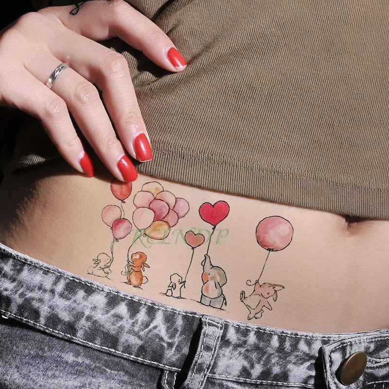 

Waterproof Temporary Tattoo Sticker Elephant Rabbit balloon Flash Tatoo Fake Tatto arm Wrist Foot hand For Girl Men Women kids