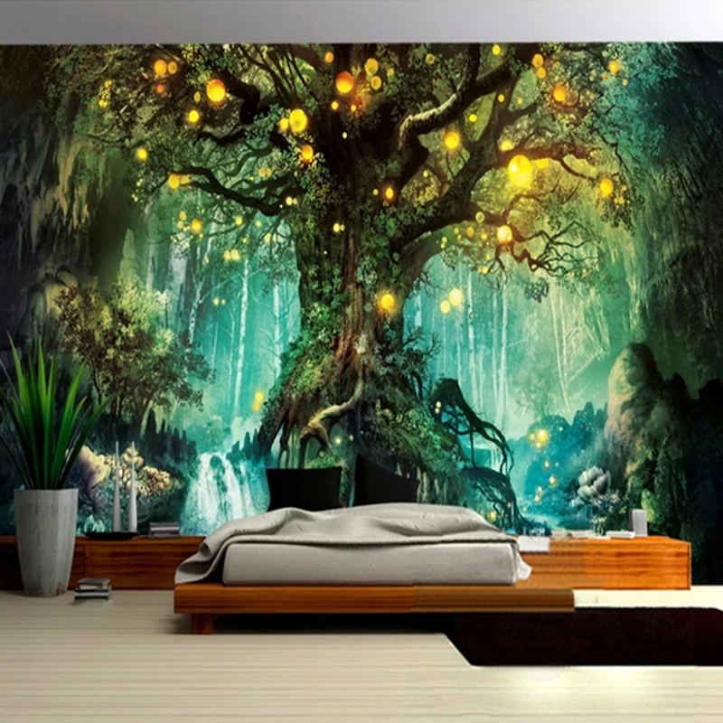 Фото обои 3D Романтическая фантазия Лес Дерево Ручная роспись фрески Гостиная ТВ диван детская спальня фон обои стены