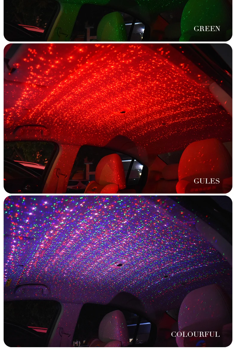 Fluxo de Luz Luz das Estrelas Zjright Usb Carro Dinâmico Superior Colorido Luz da Estrela Azul Verde Vermelho Colorido no Teto 16 Efeito de Iluminação de palco