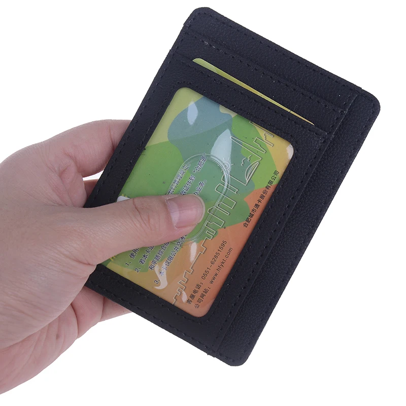 Мужской тонкий кошелек с RFID блокировкой бумажник из натуральной кожи передним