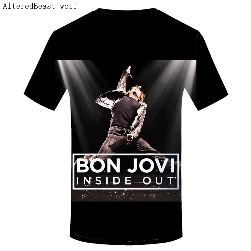 Мужская футболка с коротким рукавом Bon Jovi круглым вырезом в стиле панк рок