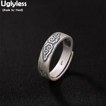 

Uglyless 100% Real Solid 990 Pure Silver Handmade Carved Clouds Open Rings for Women Ethnic Finger Rings Thai Silver Fine Jewel