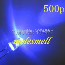 500 шт 5 мм Ультра яркий синий светодиодный 5 мм светоизлучающий диод 5 мм Прозрачная Круглая синий светодиодный