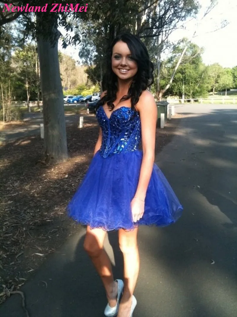 vestido de festa azul royal curto