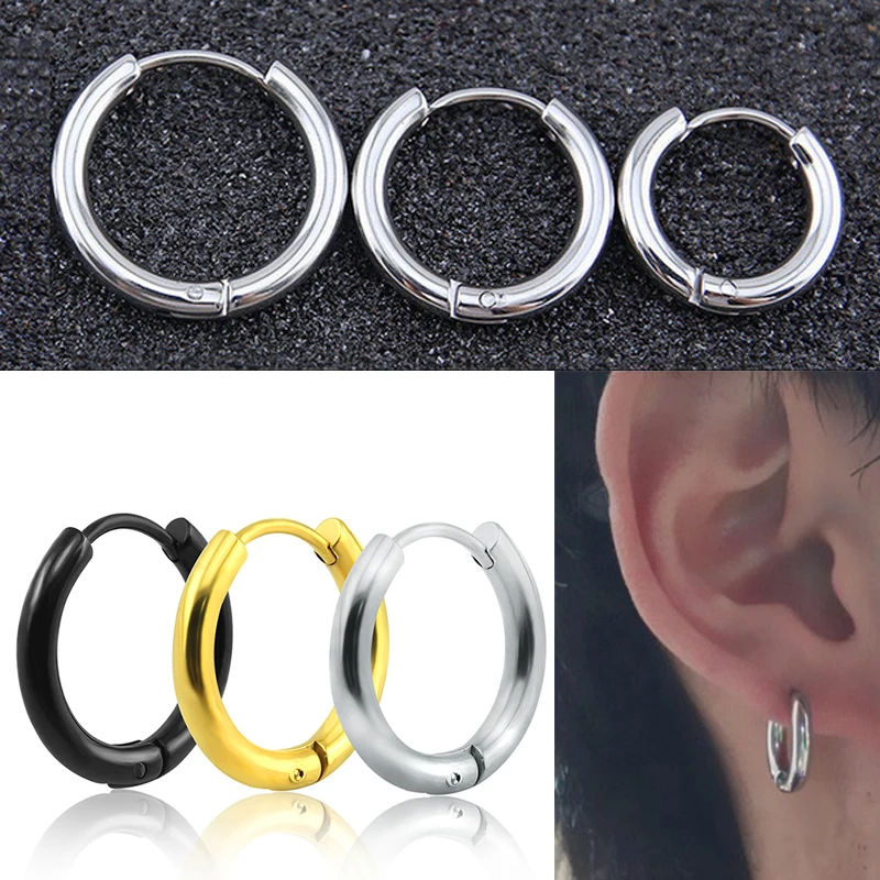 Серьги-кольца ухо 1 пара Мода для женщин и мужчин стальная шпилька твердый сплав панк цветная трубка