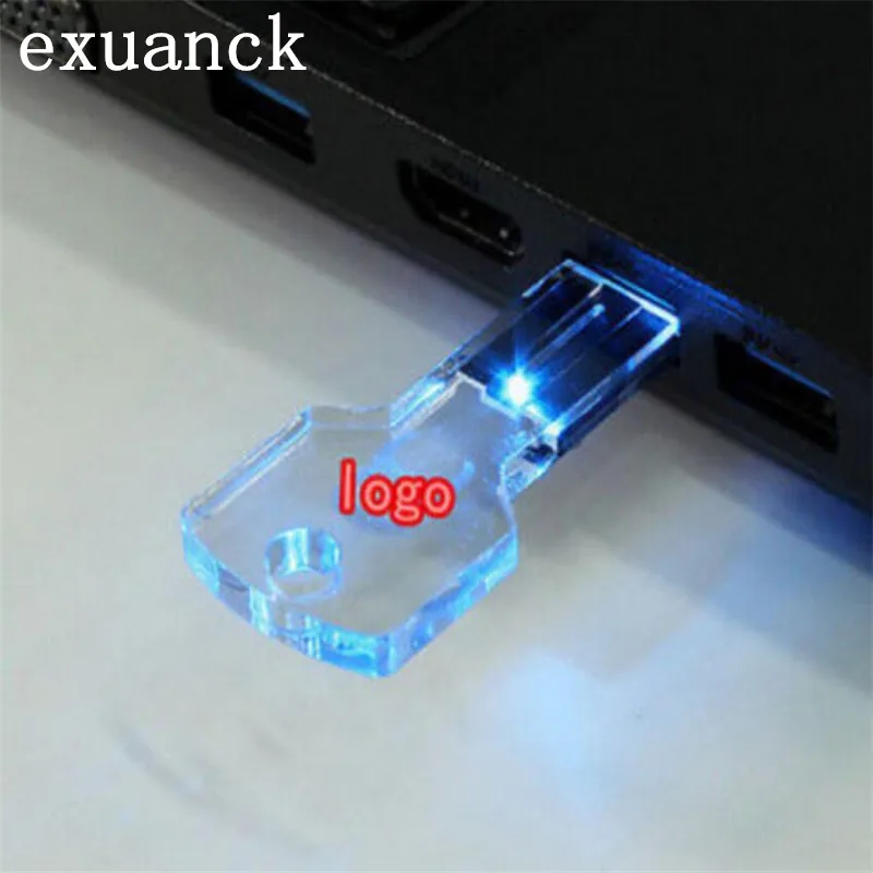 

exuanck usb drive Hot LED transparent DIY LOGO KEY USB model 2.0 Memory flash stick pen drive (30pcs free logo)