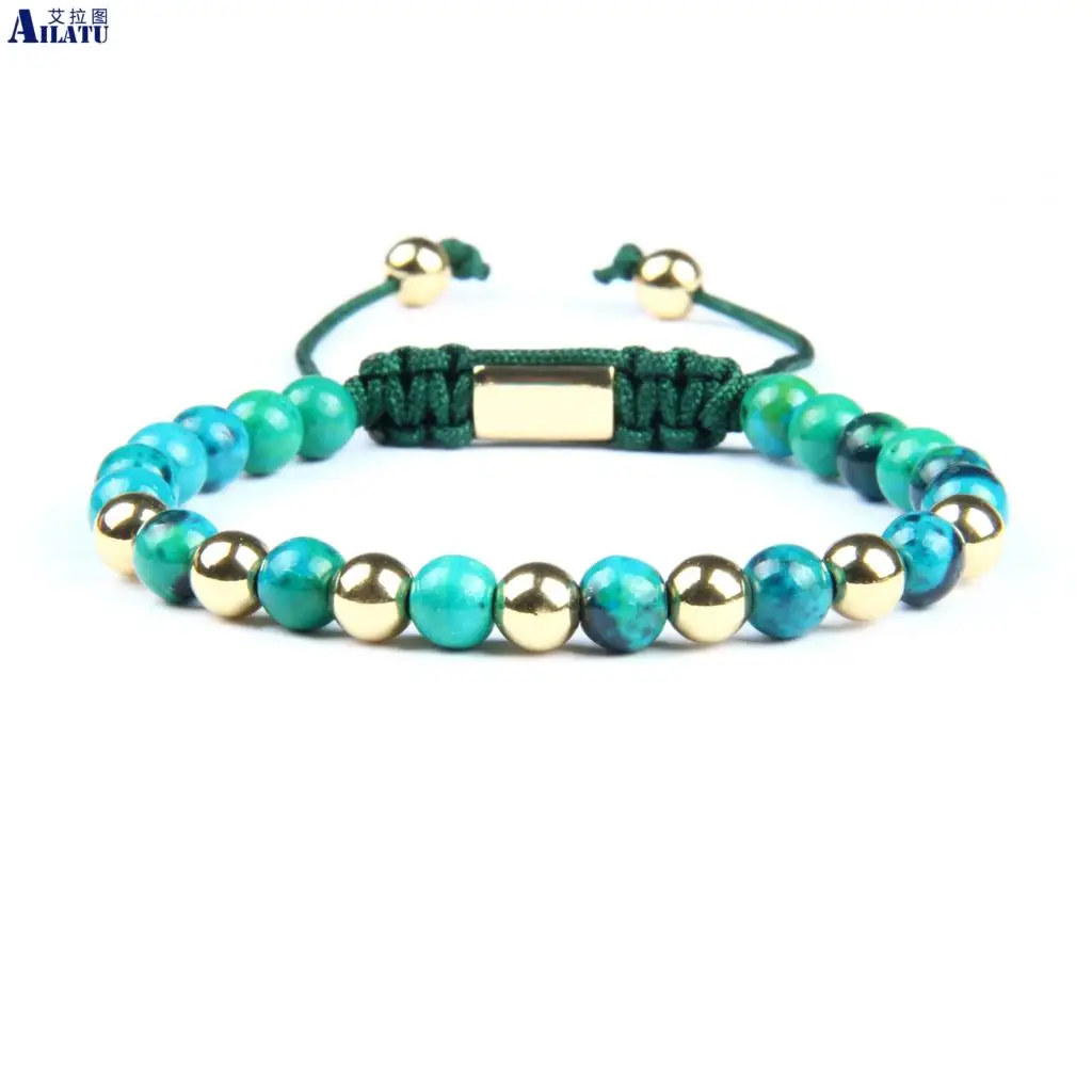 

Ailatu 6mm Stone Beads Beaded Braiding Bracelet Friendship Jewelry