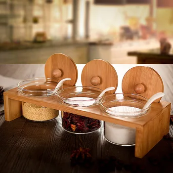 

Seasoning jar glass seasoning box 3 pieces set spice bottle salt sauce chili seasoning pot set wx9061614