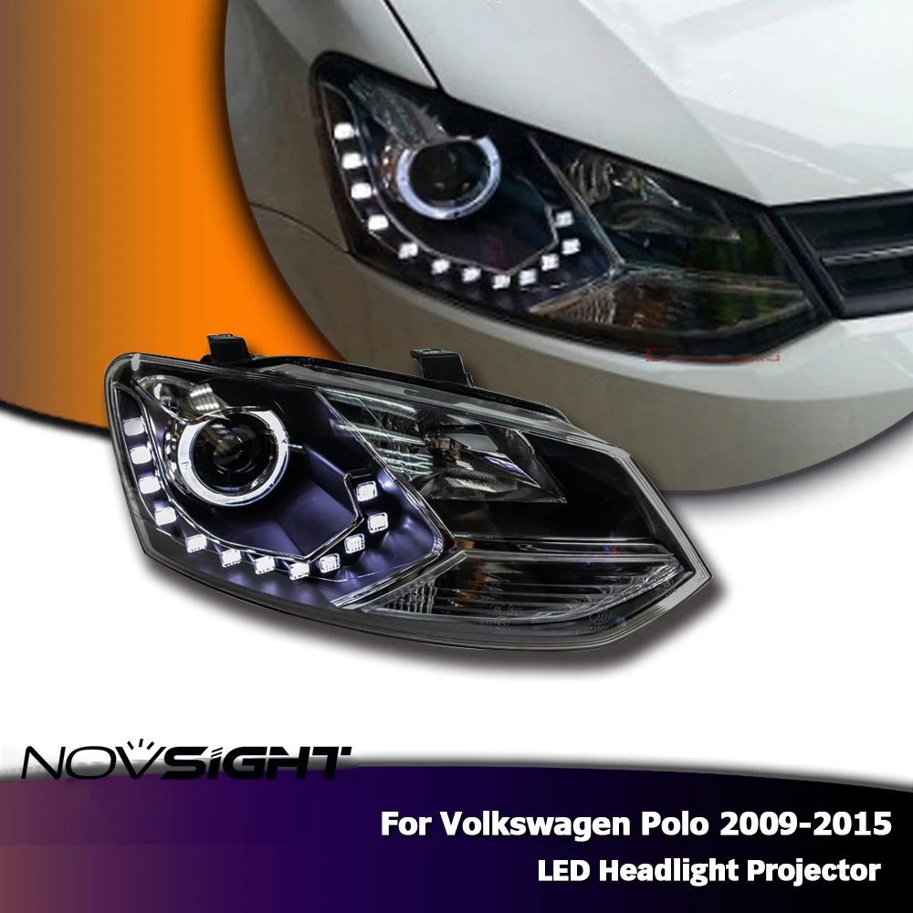 

NOVSIGHT 2Pcs Car Light LED Projector Headlights Assembly DRL Fog Light 4300K 5000K 6000K For Volkswagen Polo 2009-2015