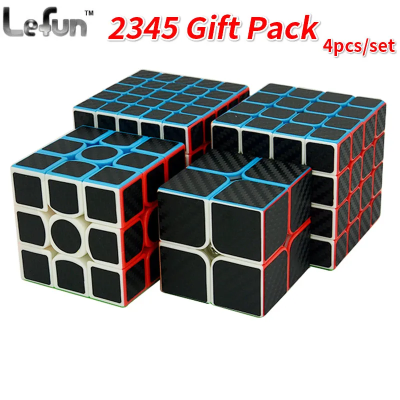 

Cube Bundle 4pcs Lefun 2x2x2 3x3x3 4x4x4 5x5x5 Magic Cube Frosted Stickerless with Black Carbon Fibre Sticker Toys For Children