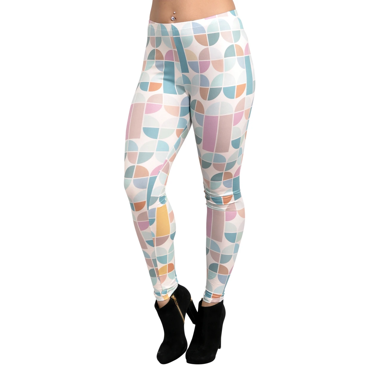Women's Retro Pastels Leggings Medium White