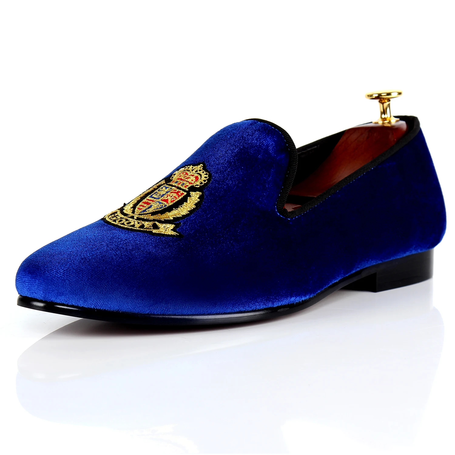 Harpelunde Slip On Men Formal Shoes Blue Motif Velvet Loafers Handmade Wedding Shoes Size 7-14 Harpelunde Slip On Men Formal Shoes Blue Motif Velvet Loafers Handmade Wedding Shoes Size 7-14