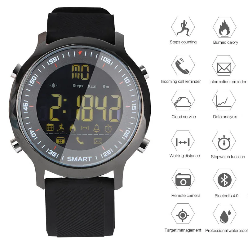 GIMTO Цифровые Смарт-часы для мужчин спортивные военные часы с шагомером и Bluetooth мужской секундомер водонепроницаемый силиконовый ремешок светодиодный наручные часы