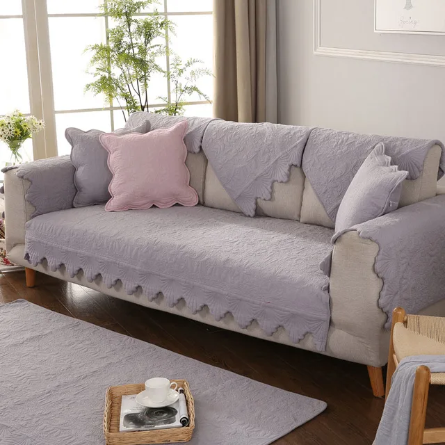1 Piece Pastoral Floral Quilted Cotton Sofa Cover Slipcovers Furniture